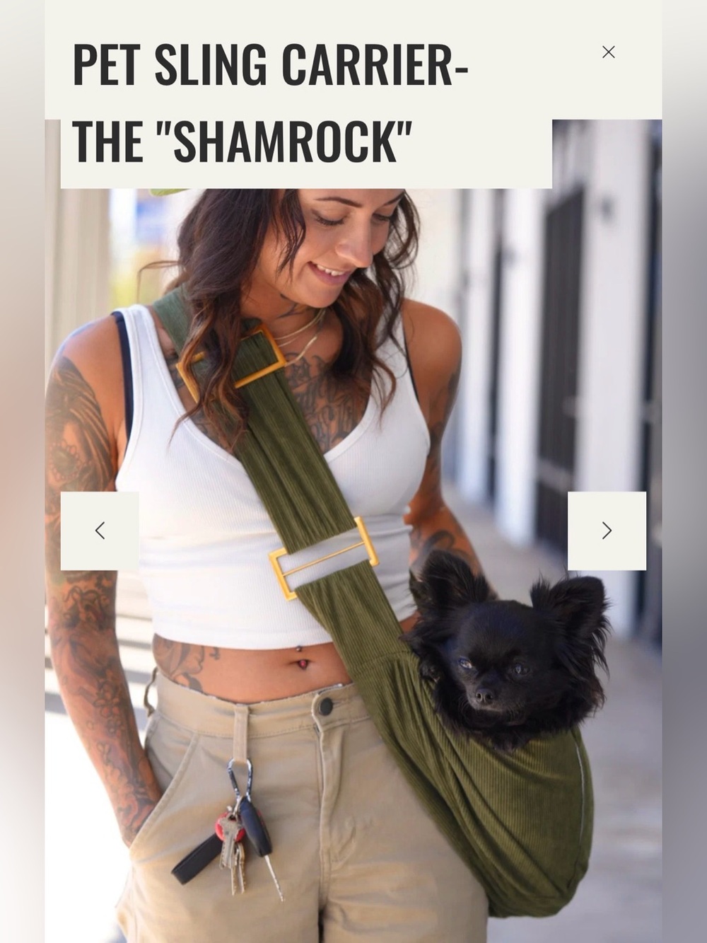Shamrock Olive Green Pet Sling Carrier by moxxie